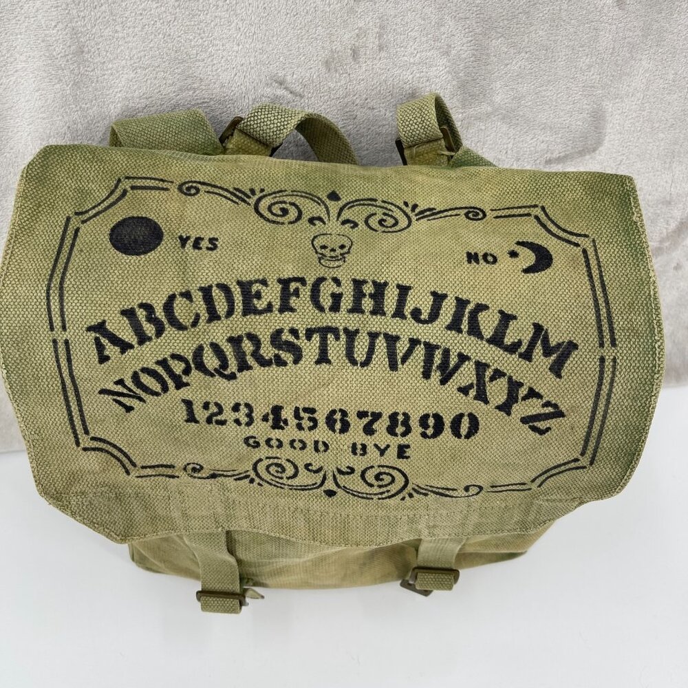 Vintage Military Custom Painted Ouija Board Canvas Messenger Bag Distressed - Picture 3 of 13